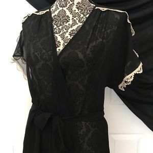 Silky Chiffon Vintage Burlesque Style Robe L/XL